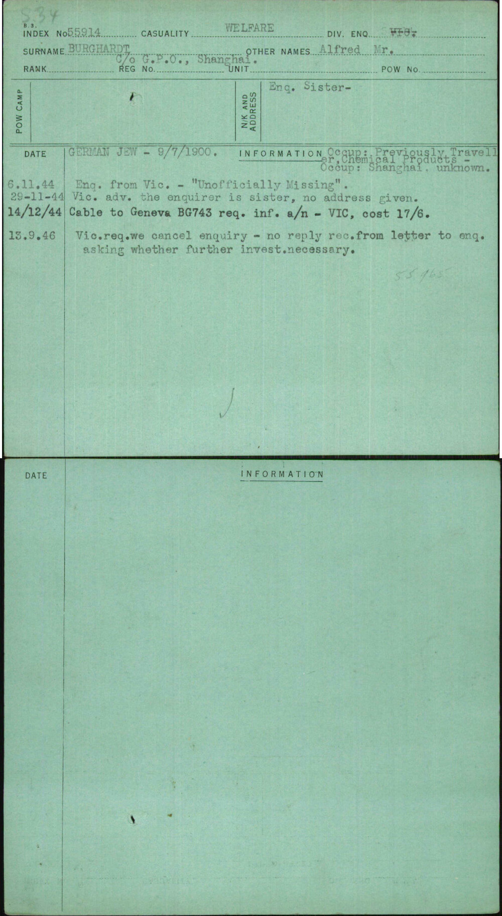Burghardt, Alfred Mr, [No Service Number]