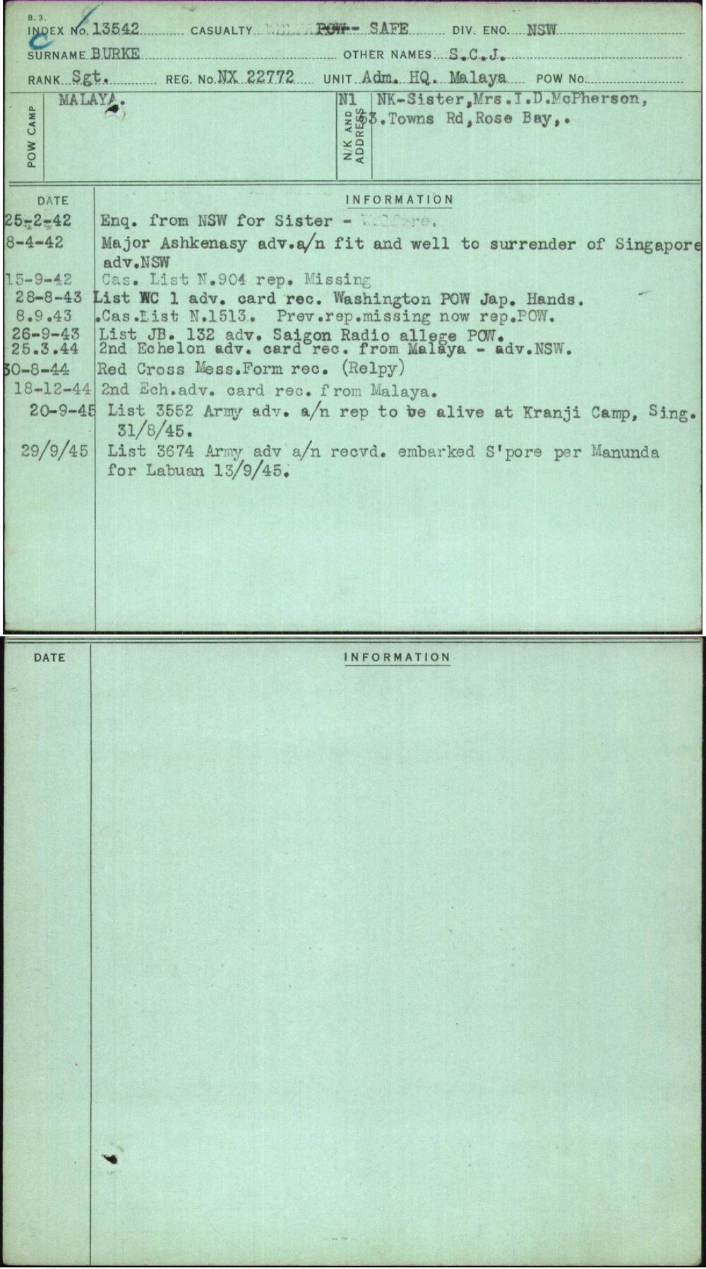 Burke, S C J, NX22772