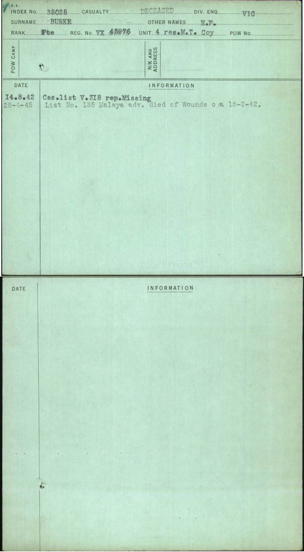 Burke, E P, VX43976