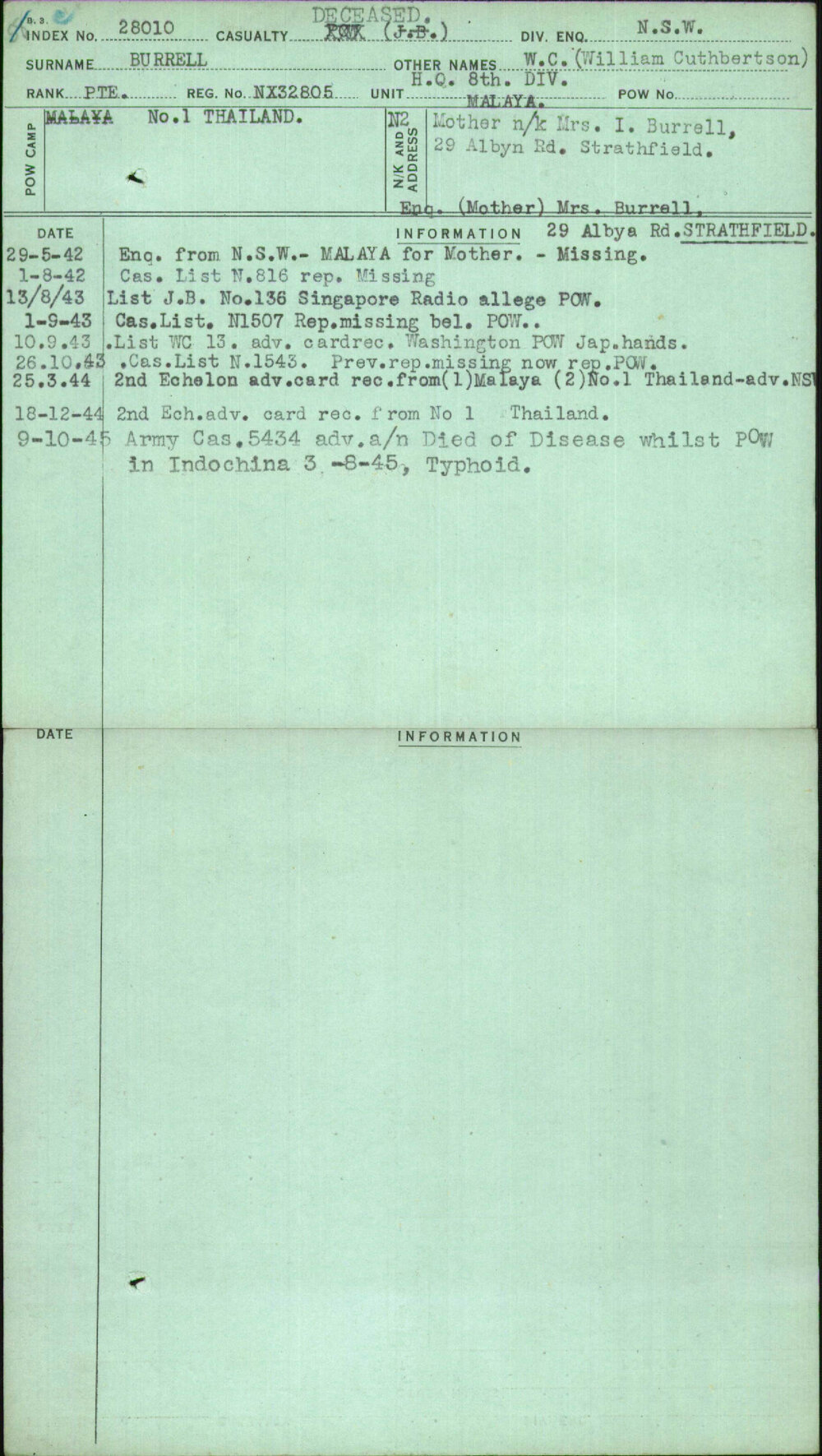 Burrell, W C (William Cuthbertson), NX32805