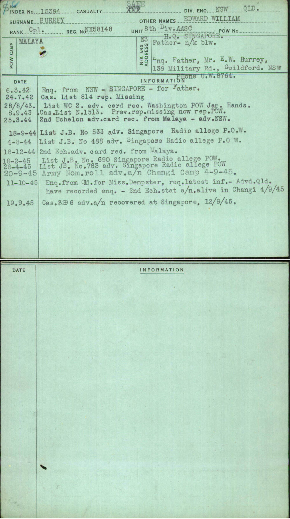 Burrey, Edward William, NX58148