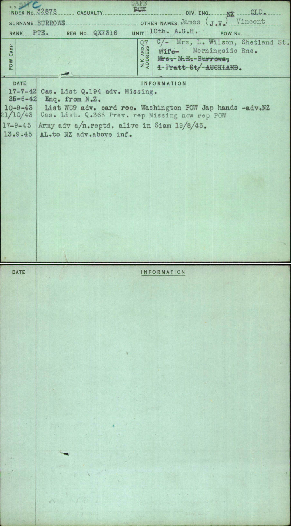 Burrows, James (J V) Vincent, QX7316