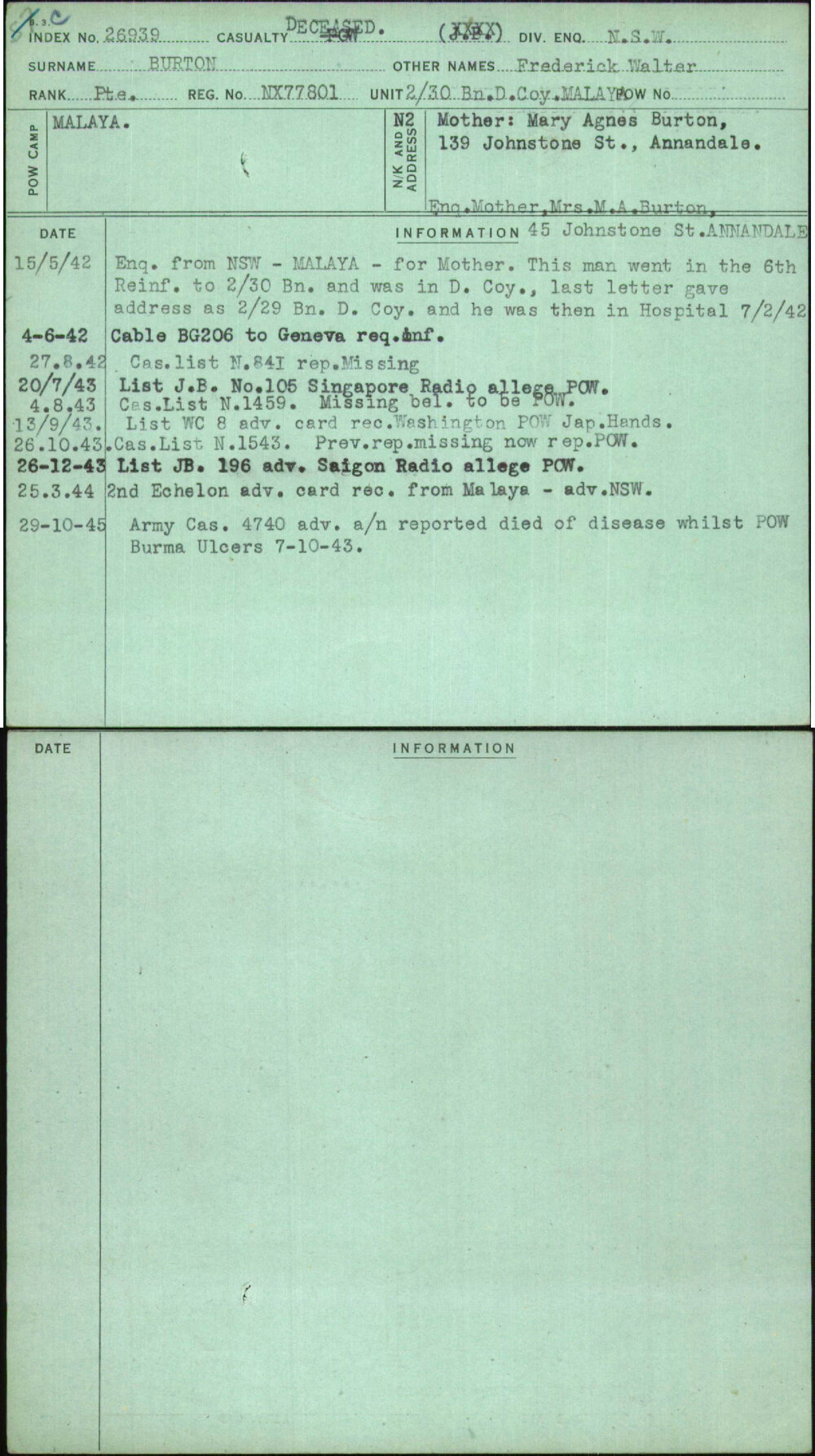 Burton, Frederick Walter, NX77801