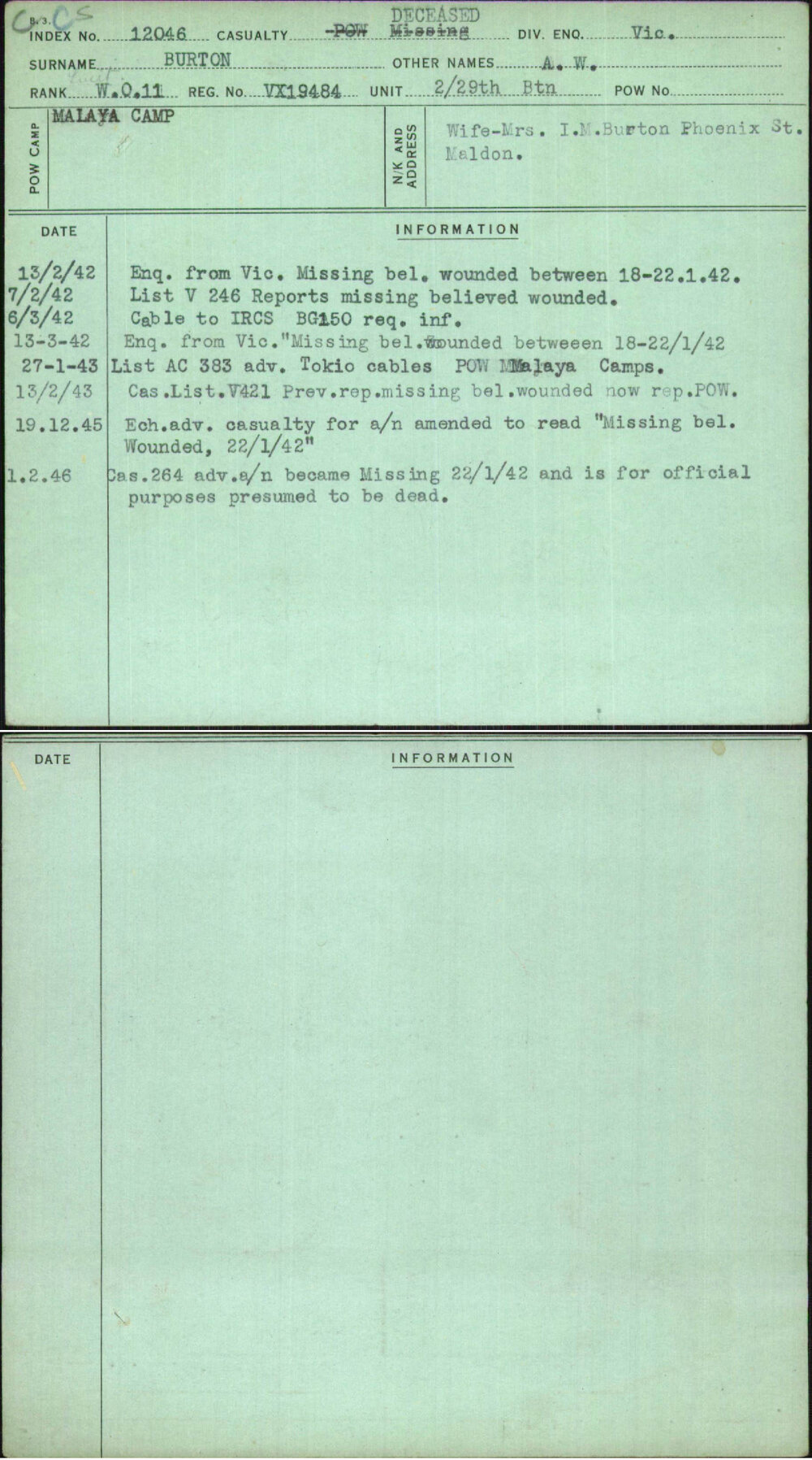 Burton, A W, VX19484