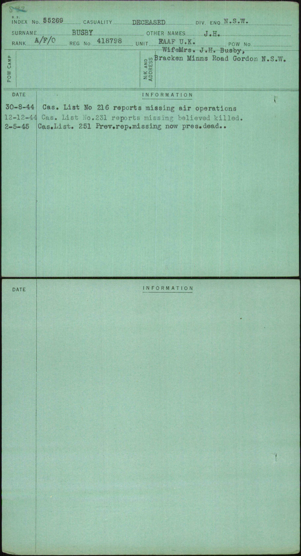 Busby, J H, 418798