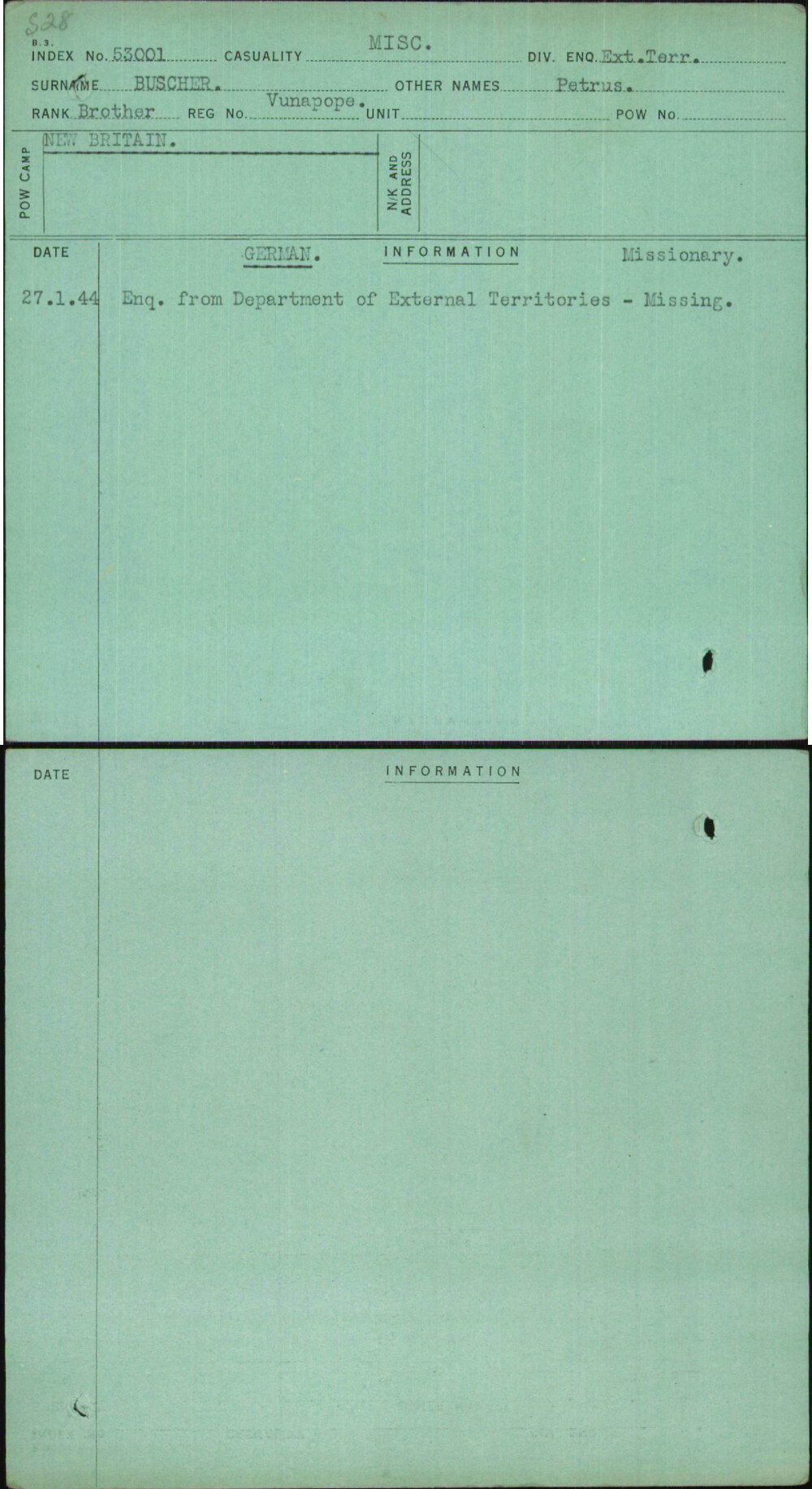 Buscher, Petrus, Vunapope