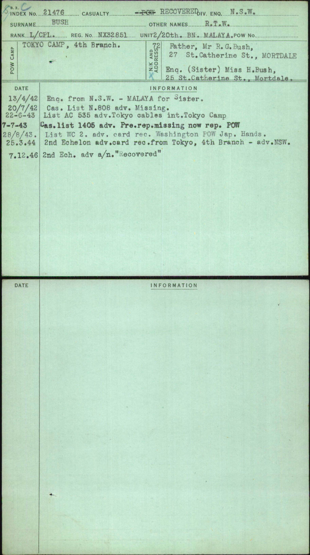 Bush, R T W, NX32851