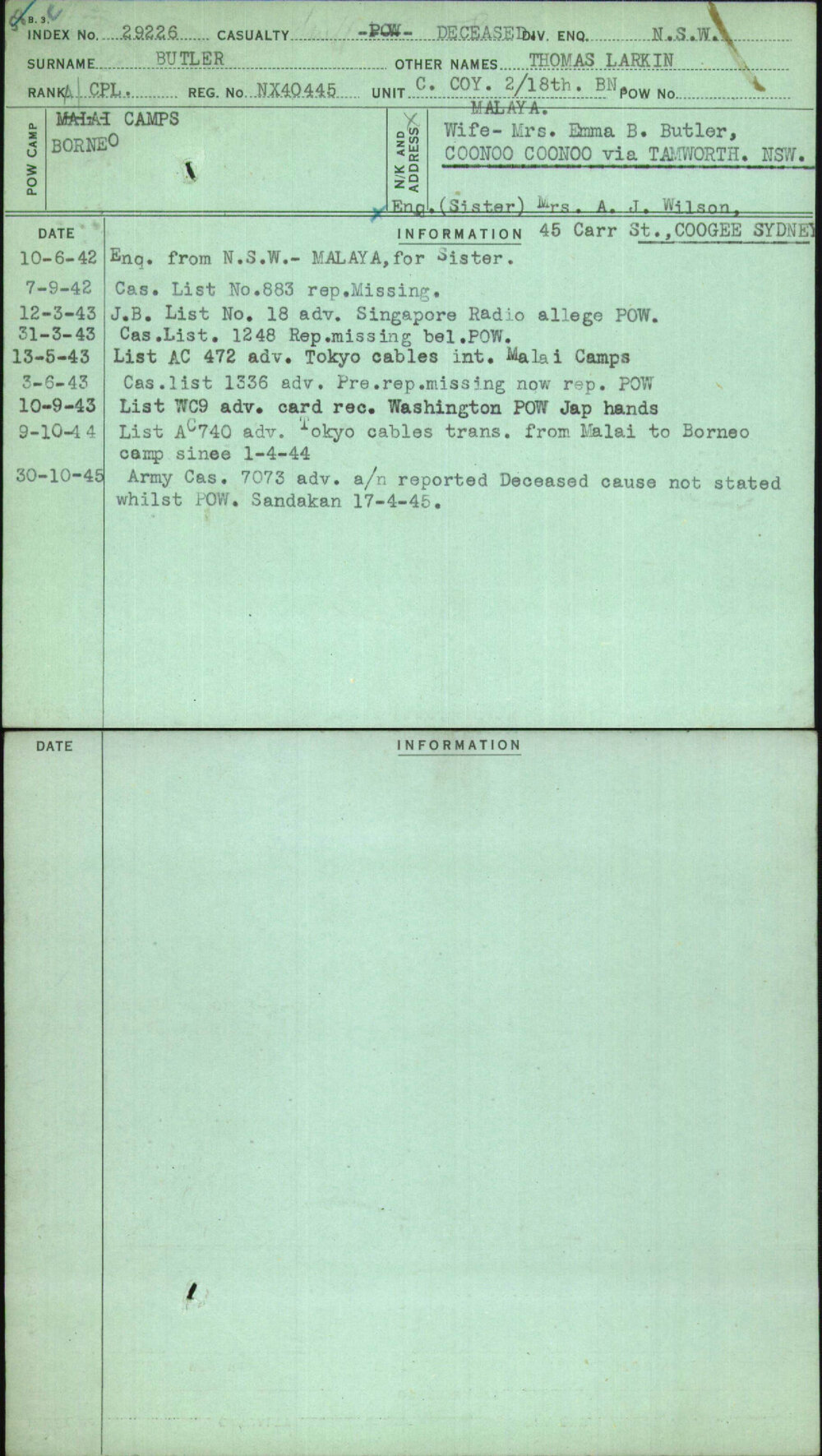 Butler, Thomas Larkin, NX40445