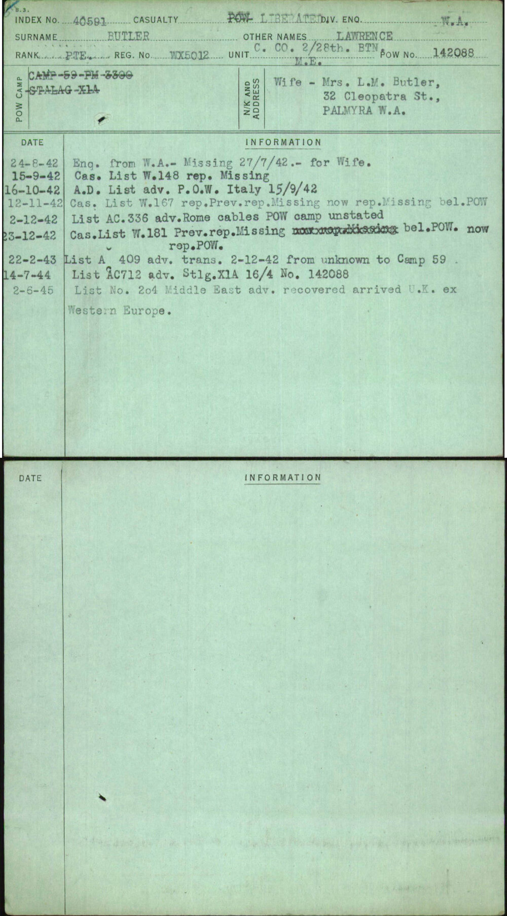 Butler, Lawrence, WX5012