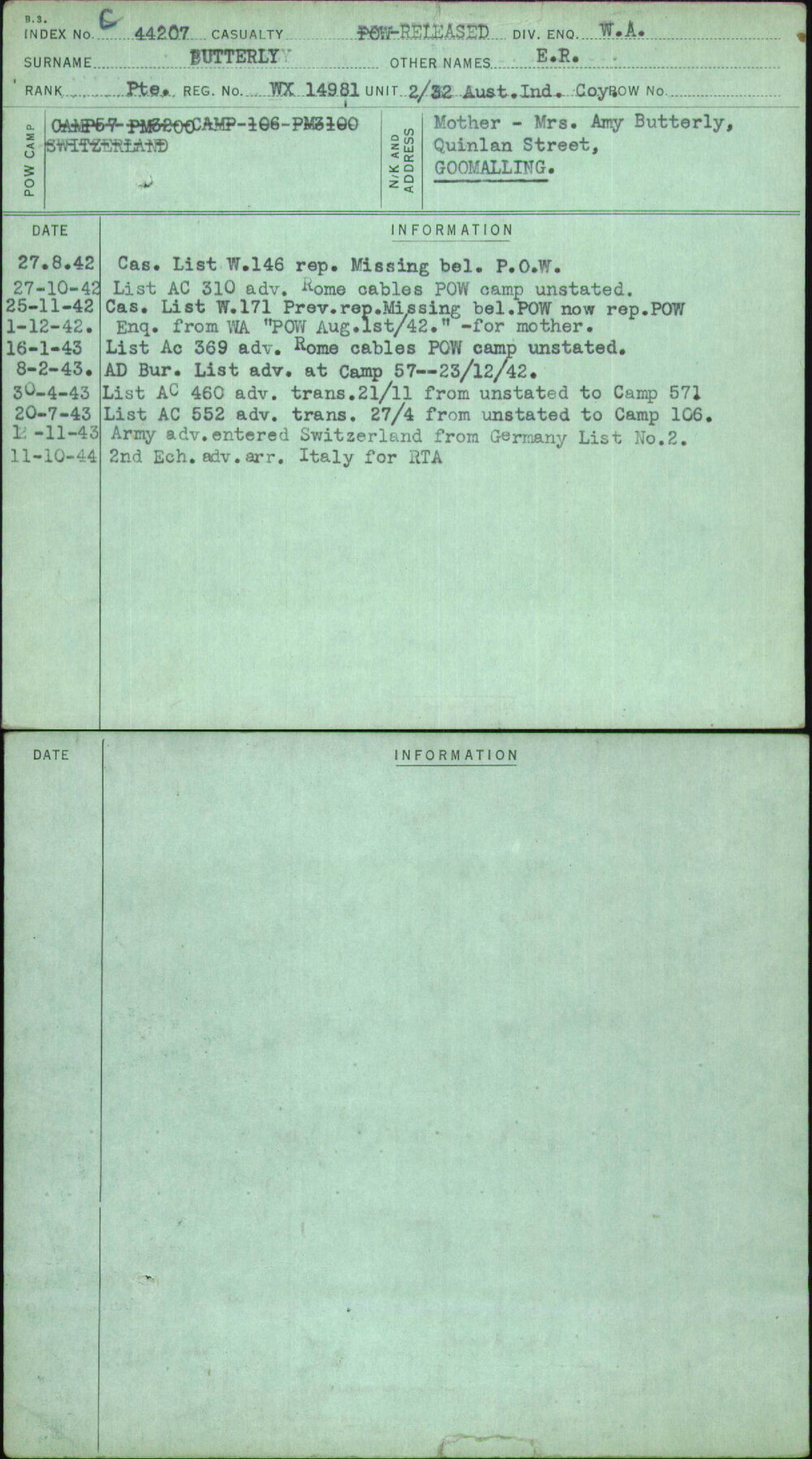 Butterly, E R, WX14981