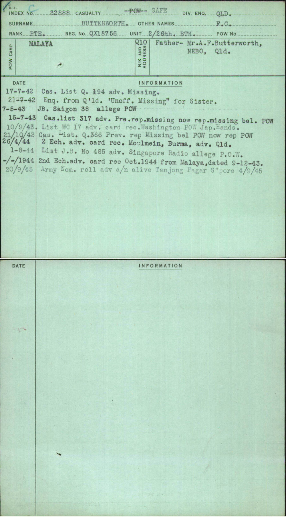 Butterworth, F C, QX18756