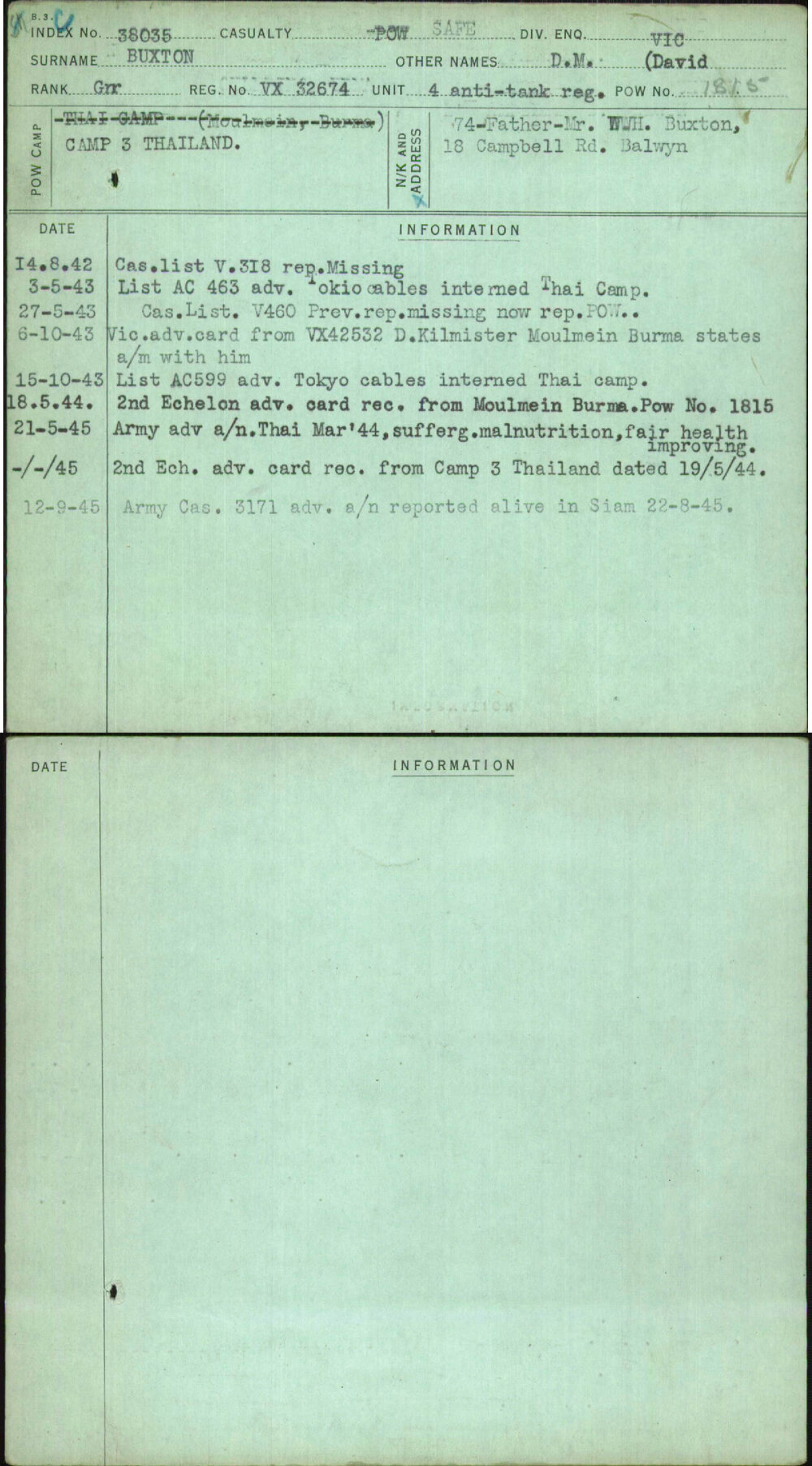 Buxton, D M (David, VX32674