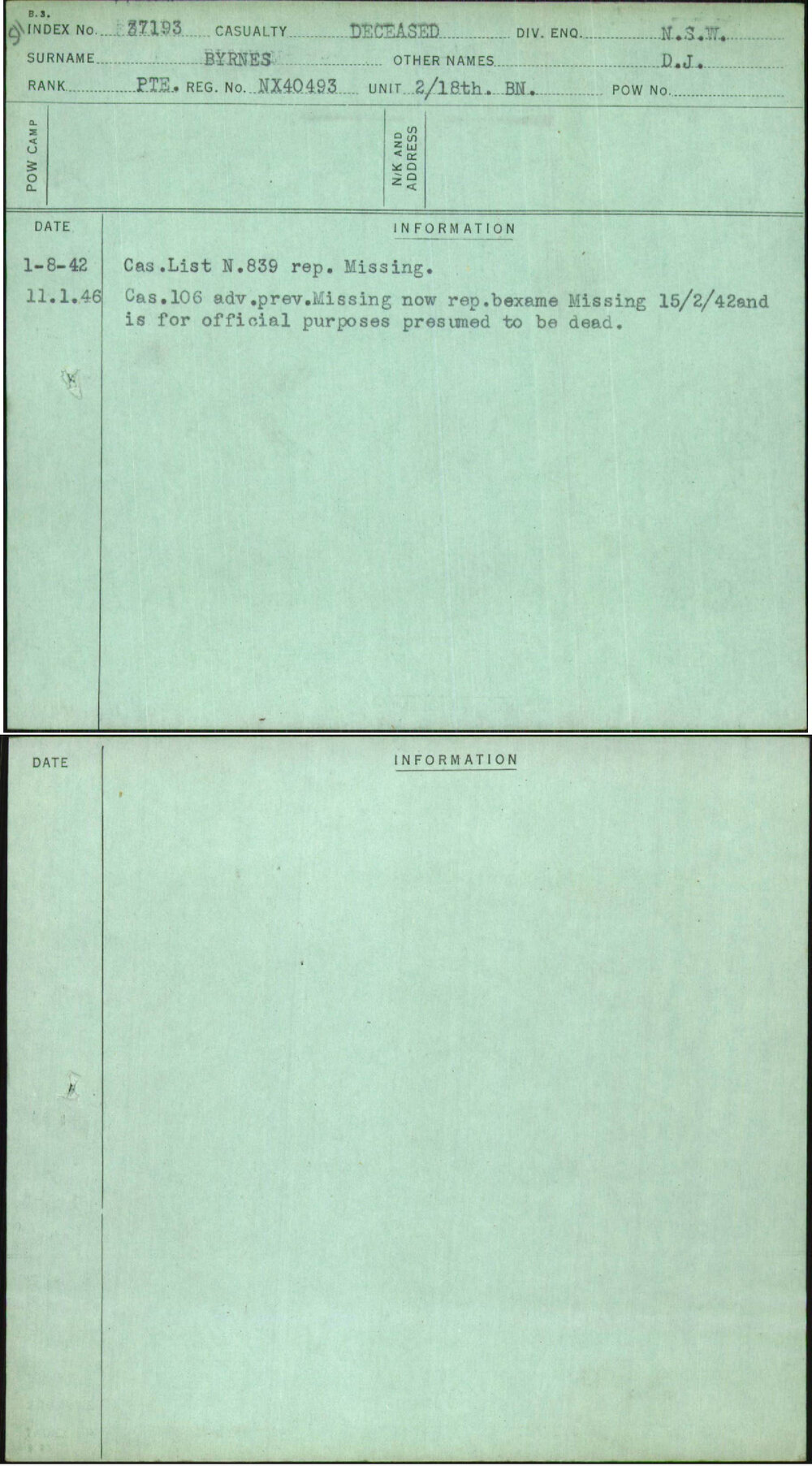 Byrnes, D J, NX40493