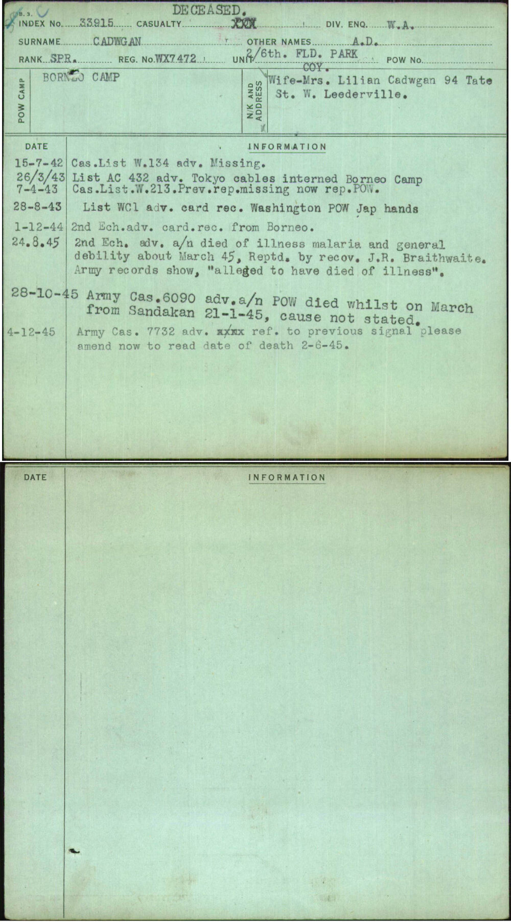 Cadwgan, A D, WX7472
