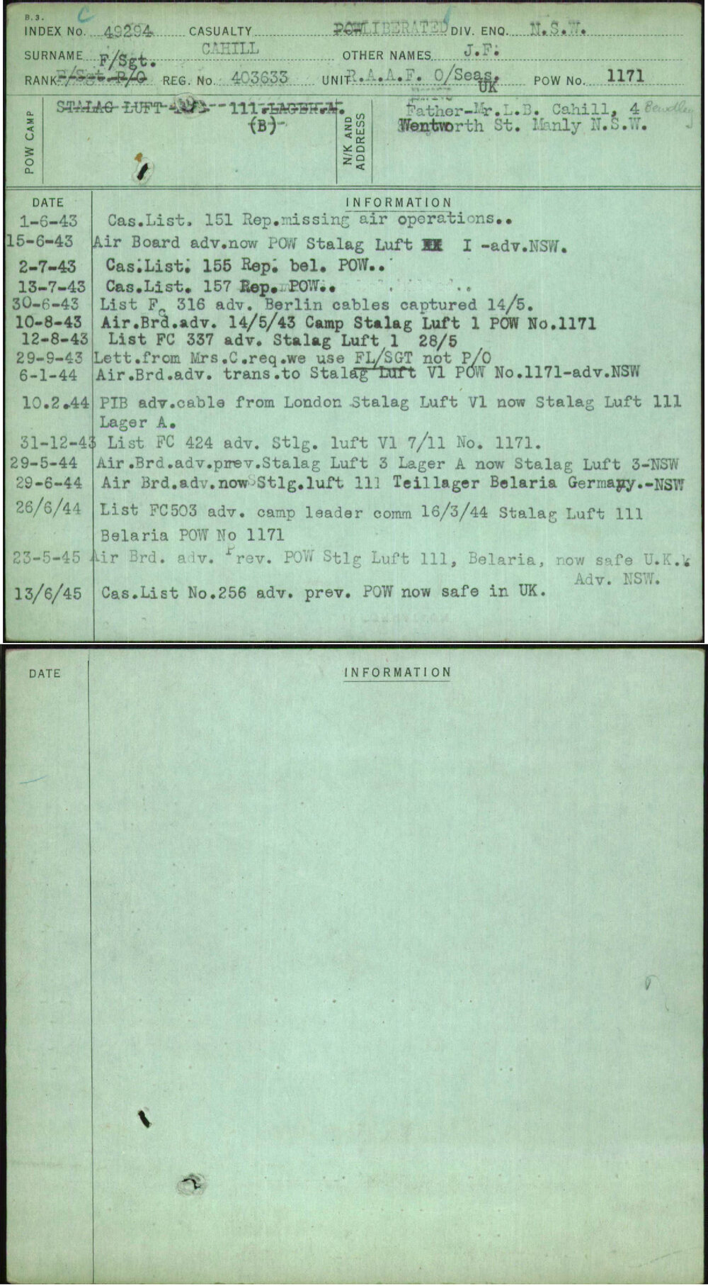 Cahill, J F, 403633