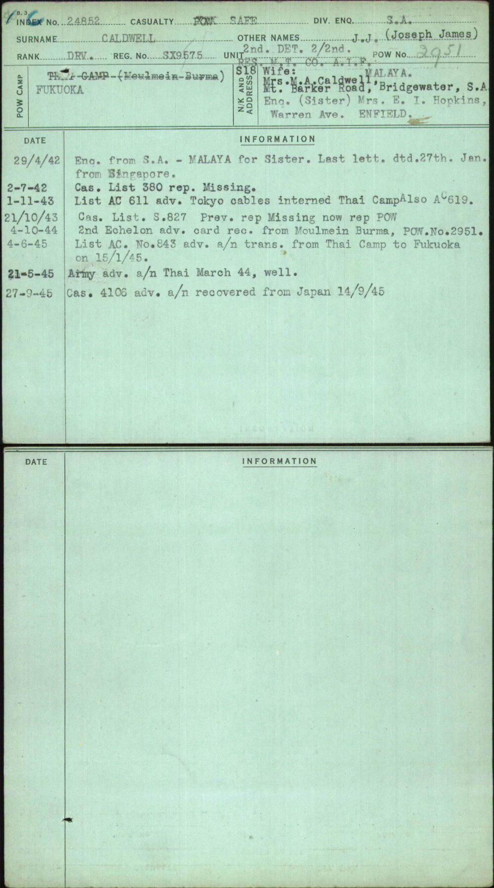 Caldwell, J J (Joseph James), SX9575