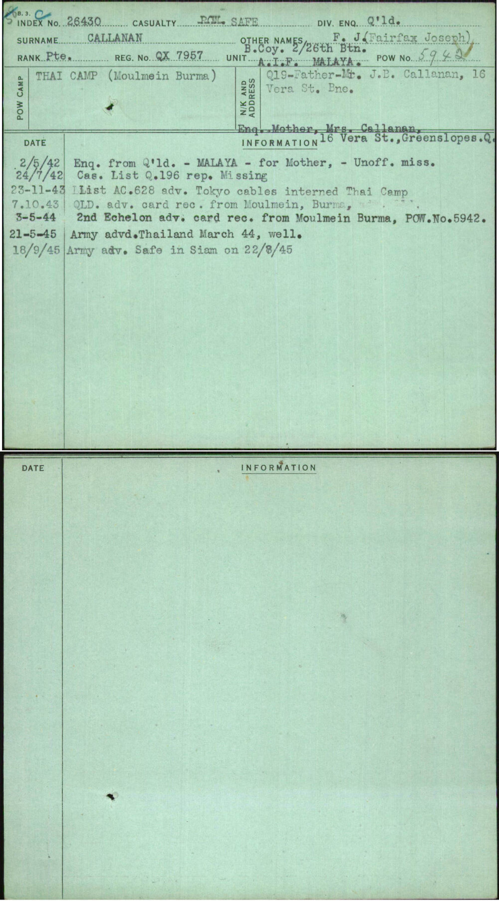 Callanan, F J (Fairfax Joseph), QX7957