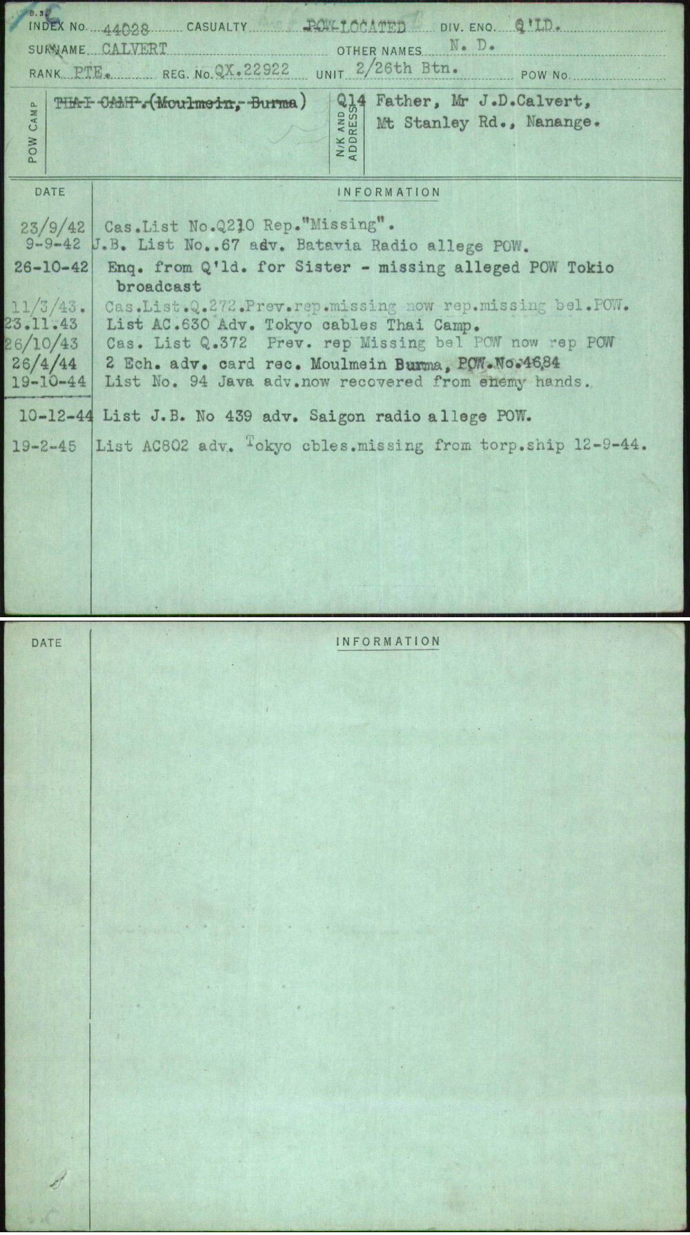 Calvert, N D, QX22922