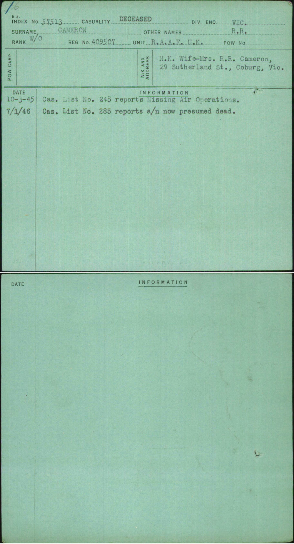 Cameron, R R, 409507