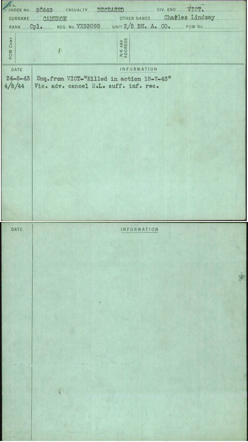 Cameron, Charles Lindsay, VX53095