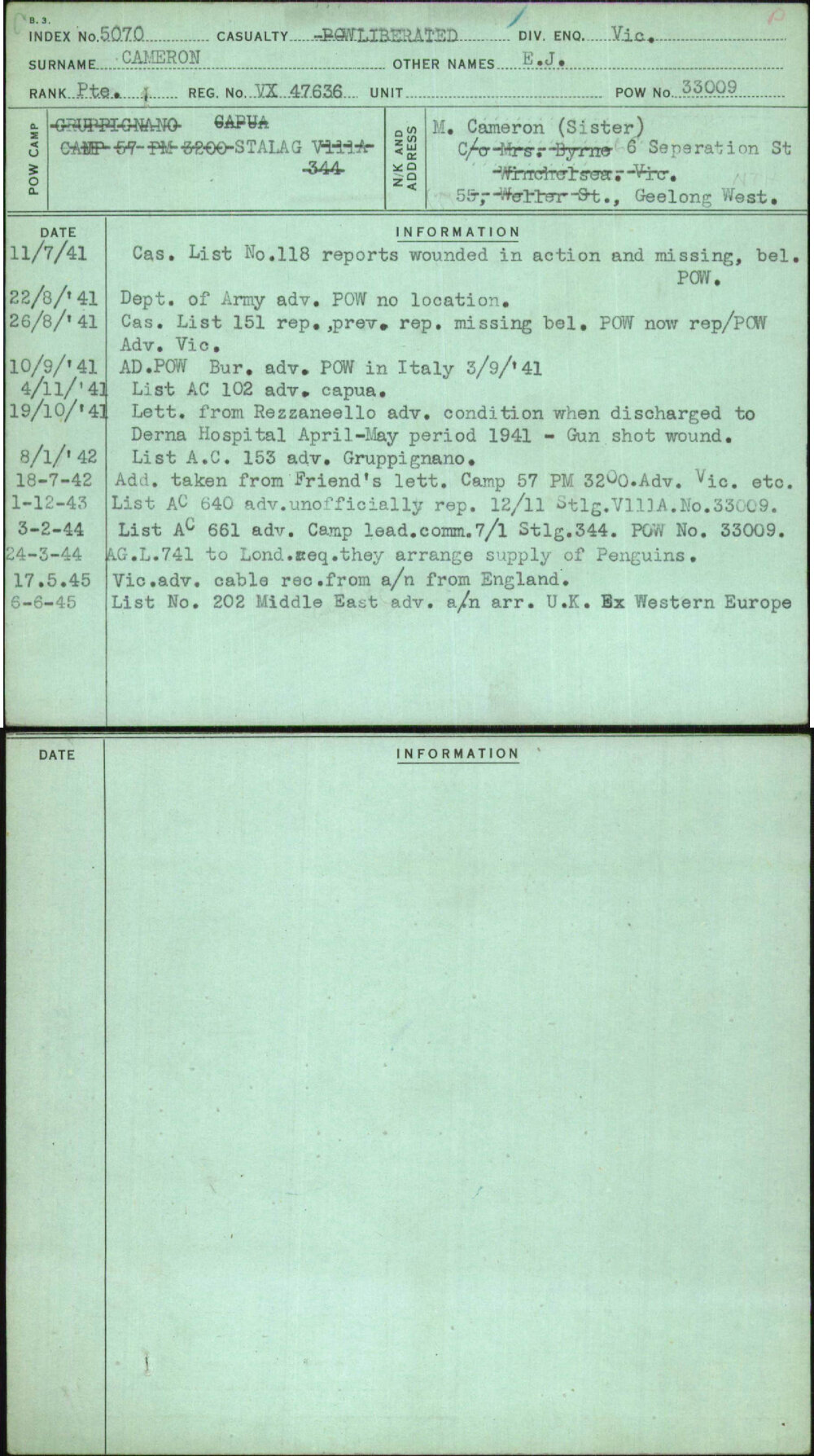 Cameron, E J, VX47636