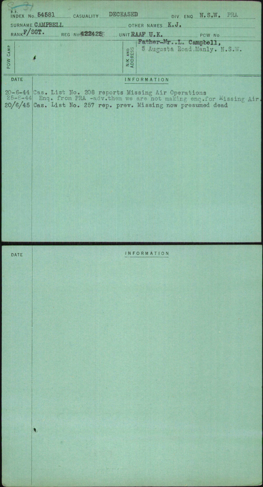 Campbell, K J, 422425
