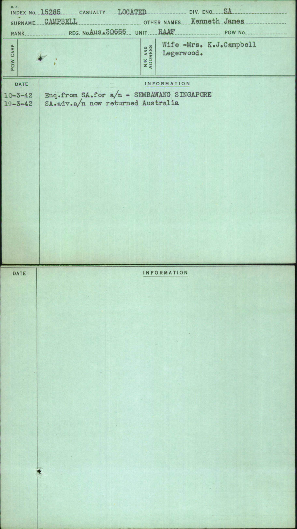 Campbell, Kenneth James, Aus30666