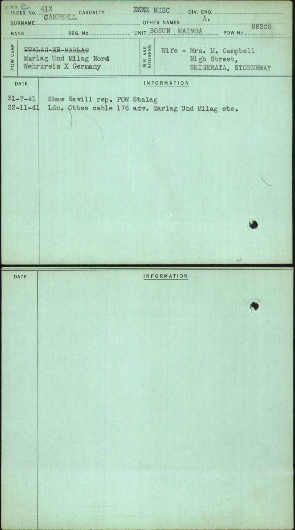 Campbell, A, [No Service Number]