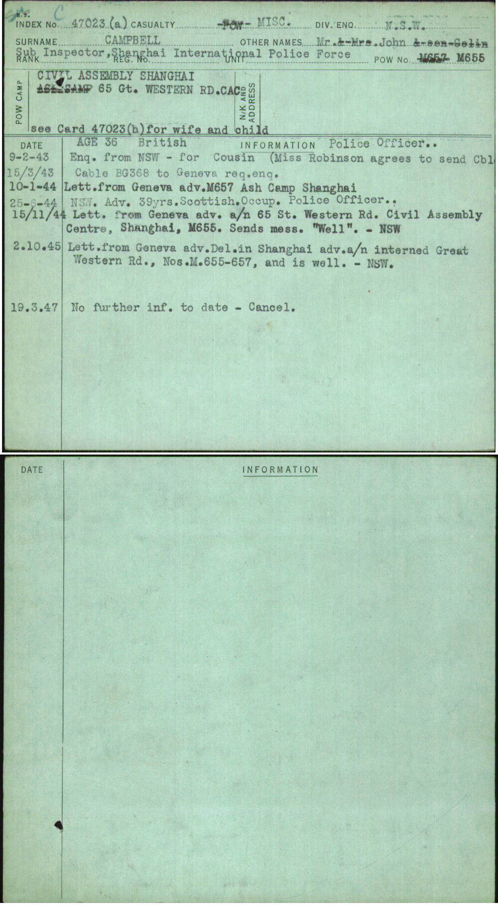 Campbell, Mr John, [No Service Number]