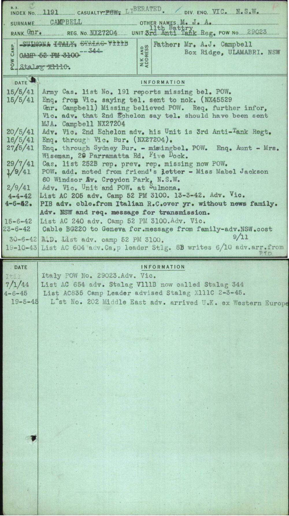 Campbell, M J A, NX27204