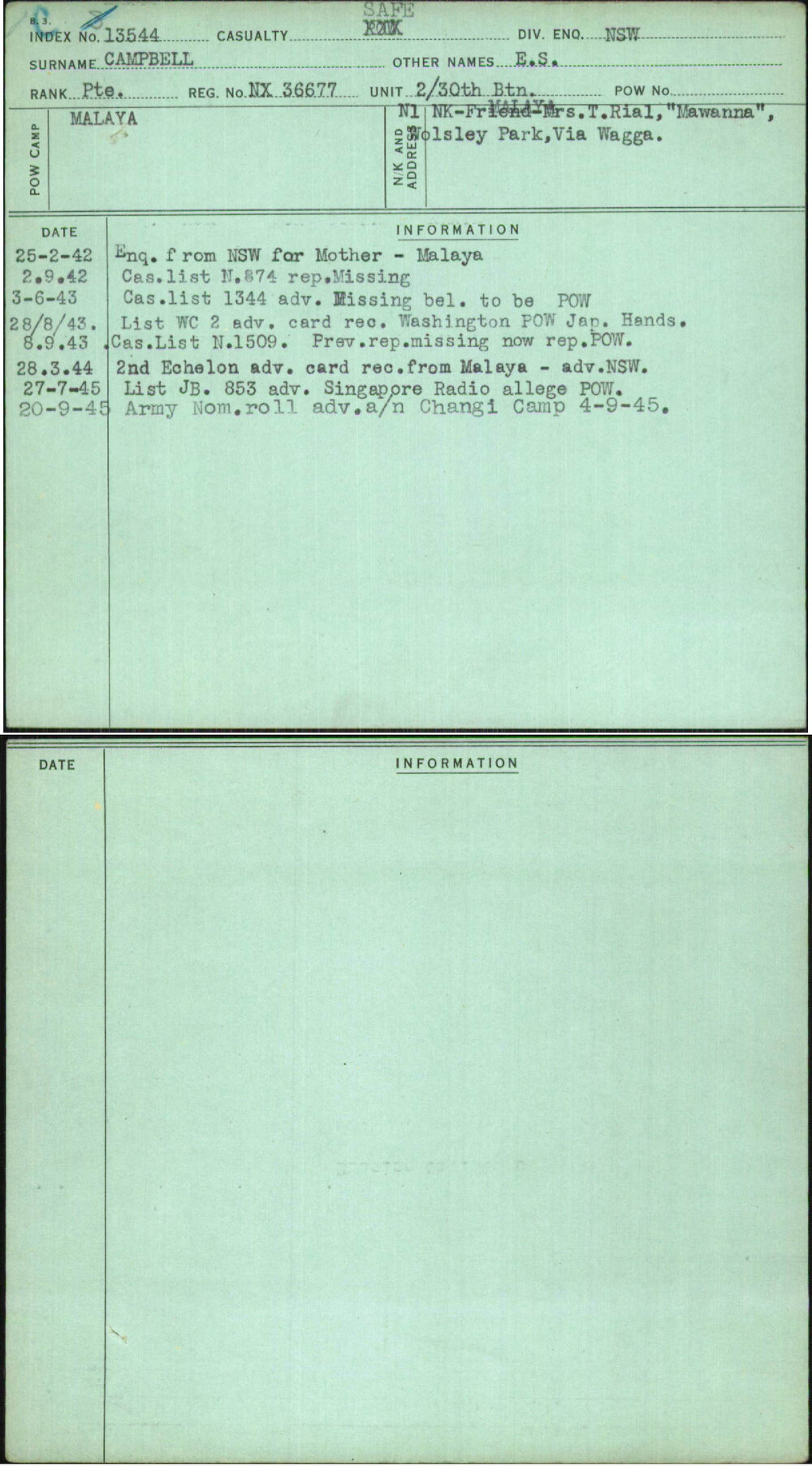 Campbell, E S, NX36677