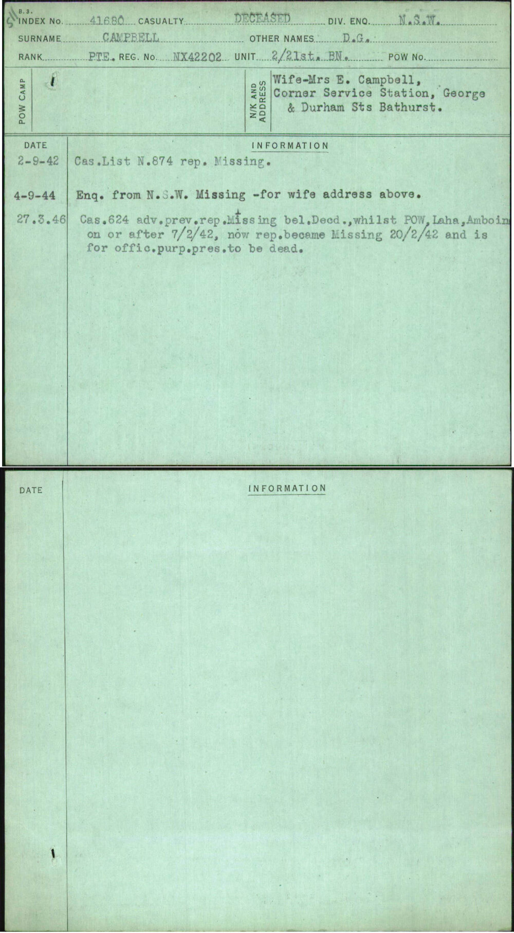 Campbell, D G, NX42202