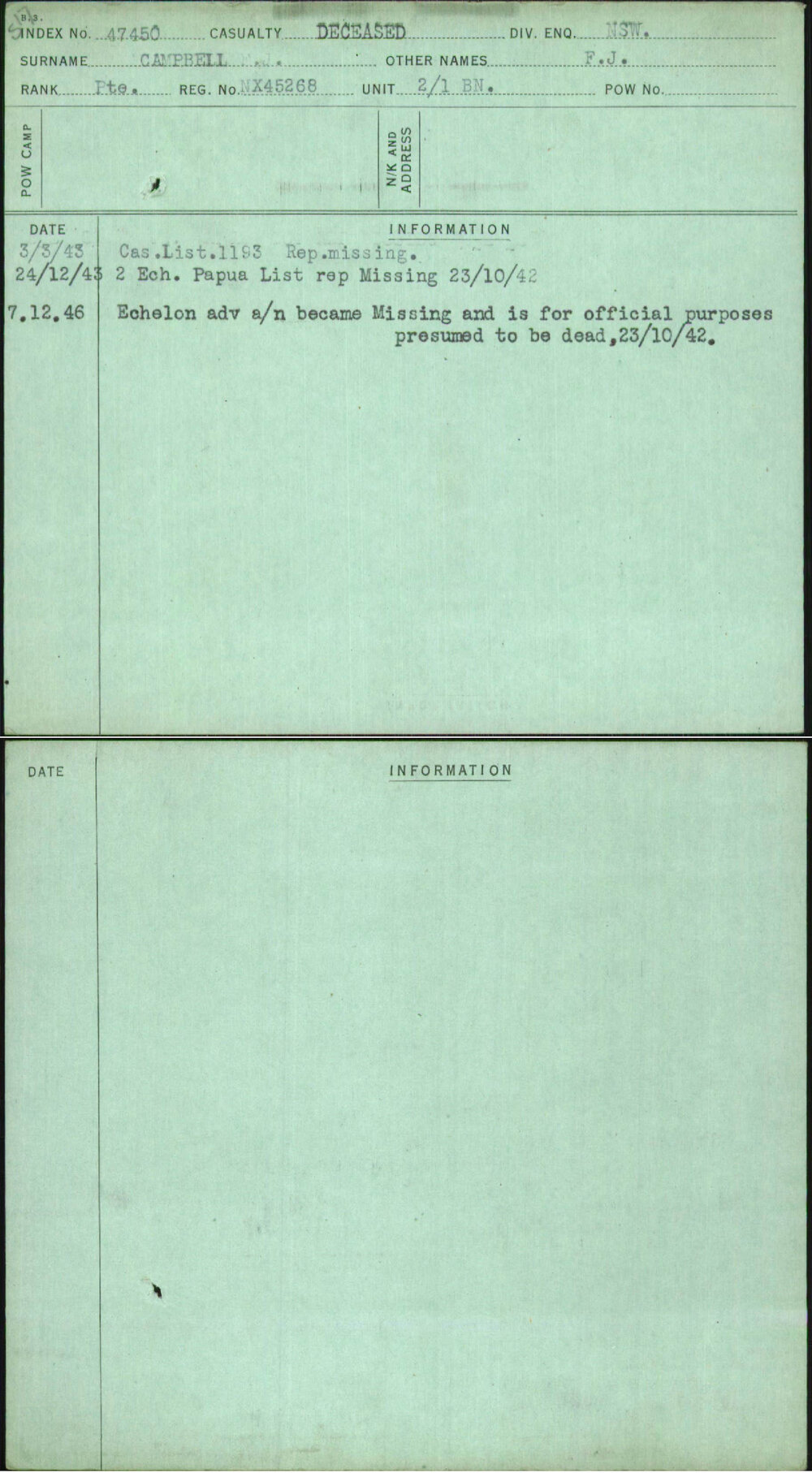 Campbell, F J, NX45268