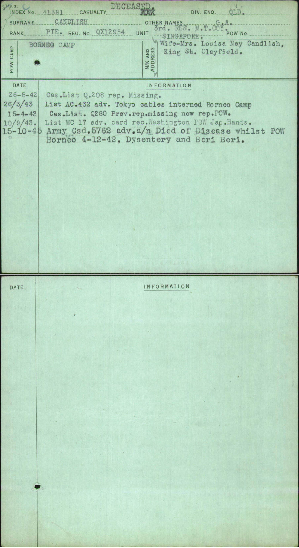 Candlish, G A, QX12954