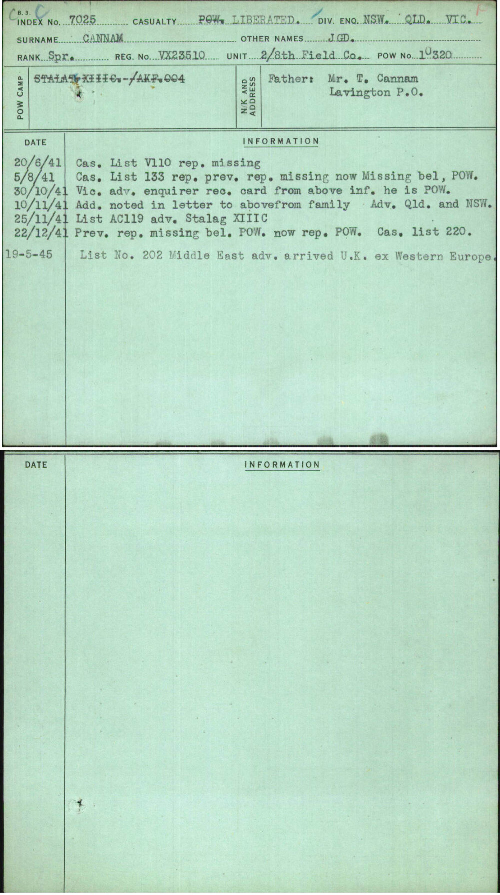 Cannam, Jgd, VX23510