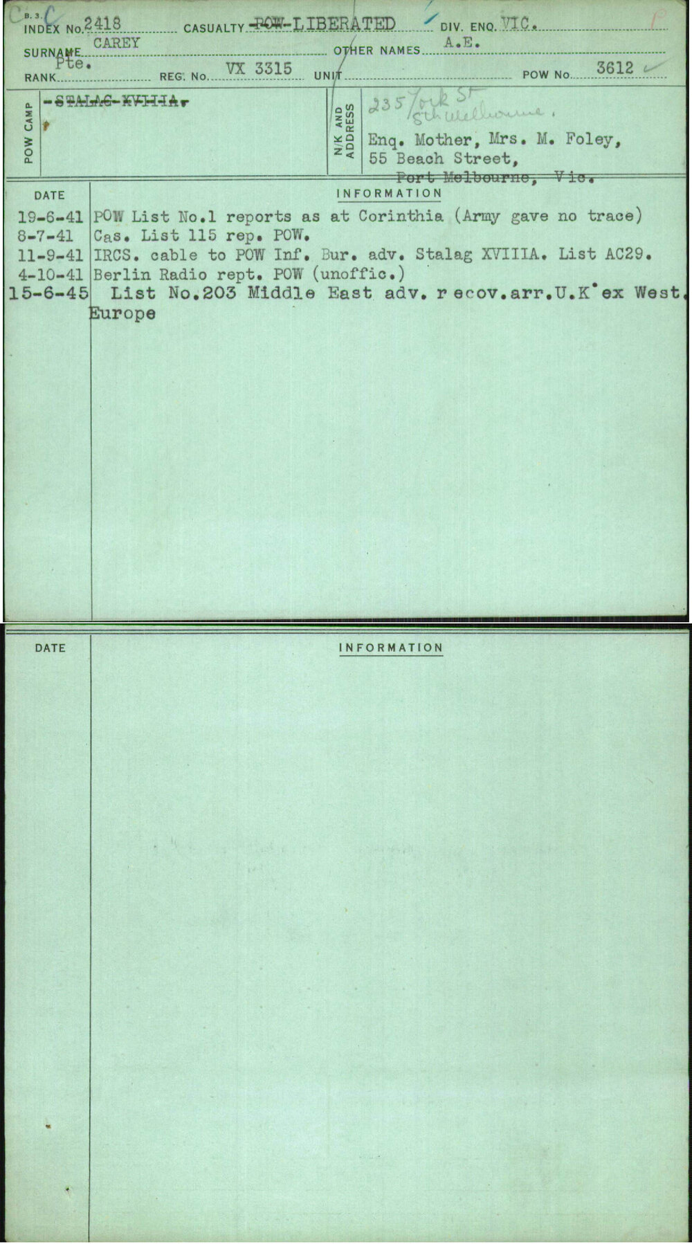 Carey, A E, VX3315