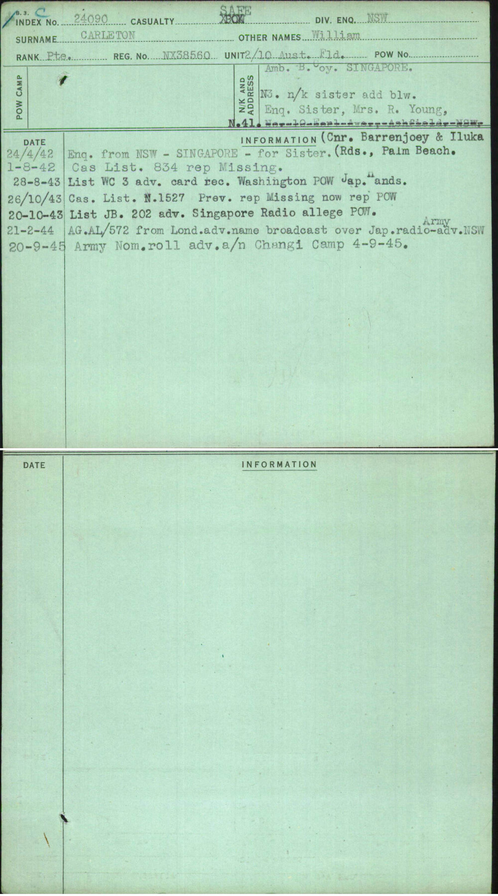 Carleton, William, NX38560
