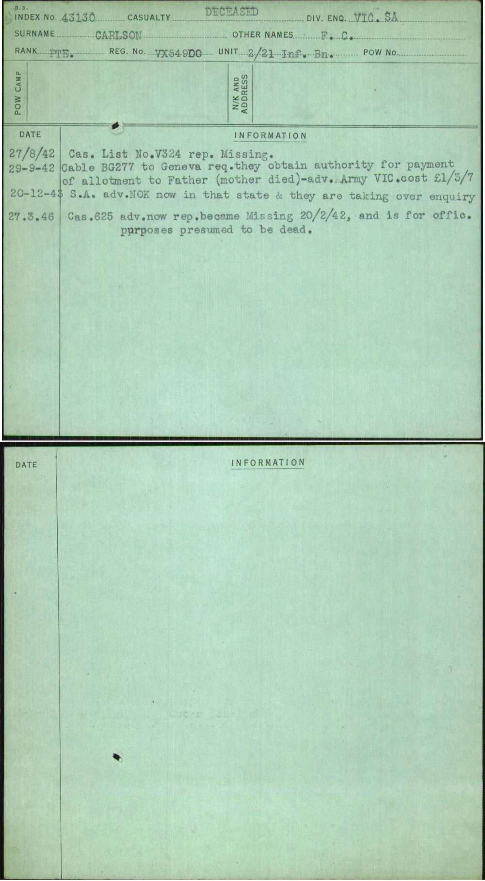 Carlson, F C, VX54900