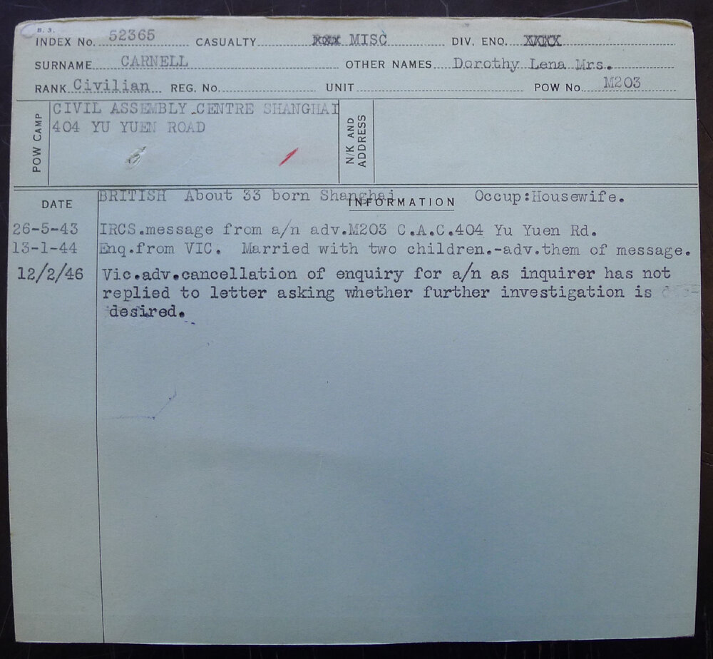 Carnell, Dorothy Lena Mrs, [No Service Number]