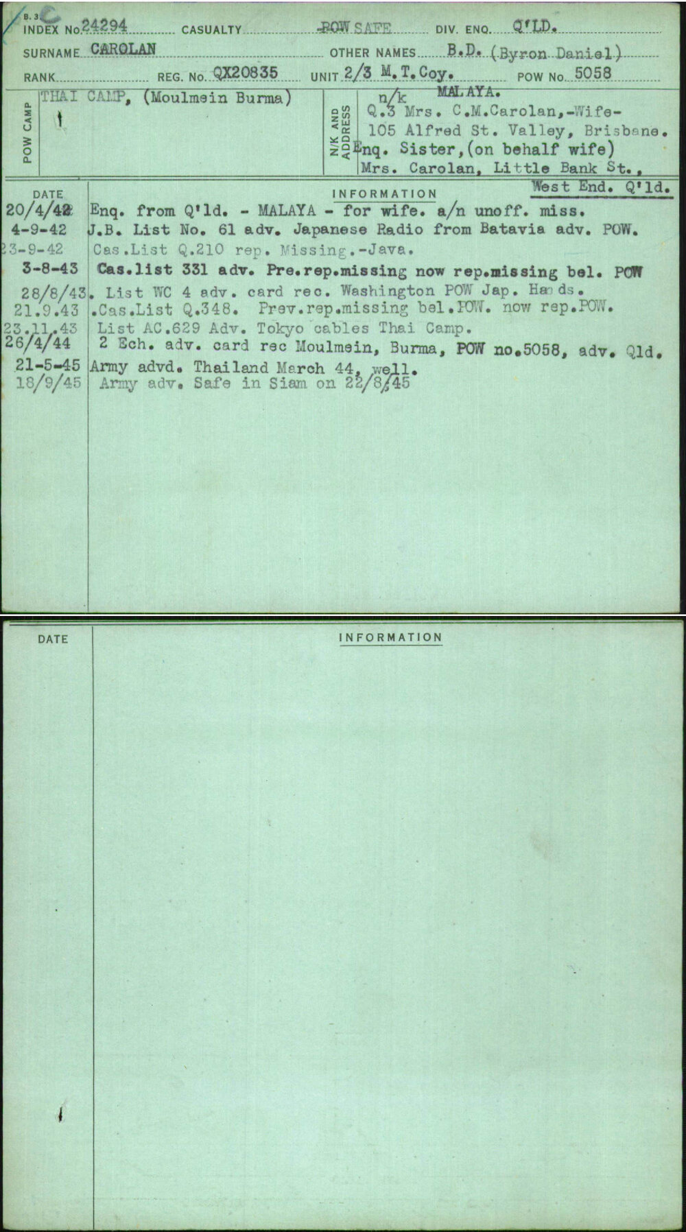 Carolan, B D (Byron Daniel), QX20835
