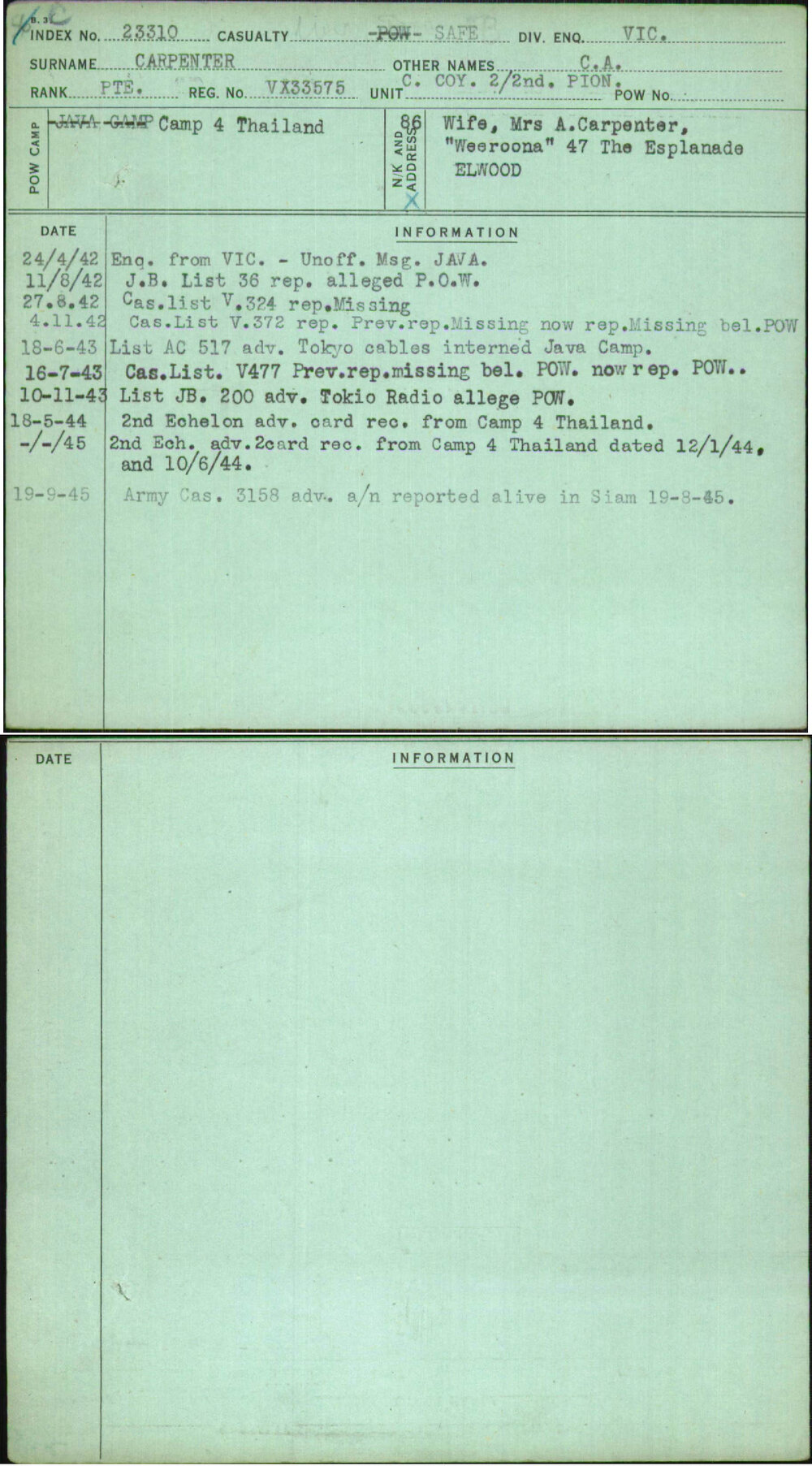 Carpenter, C A, VX33575