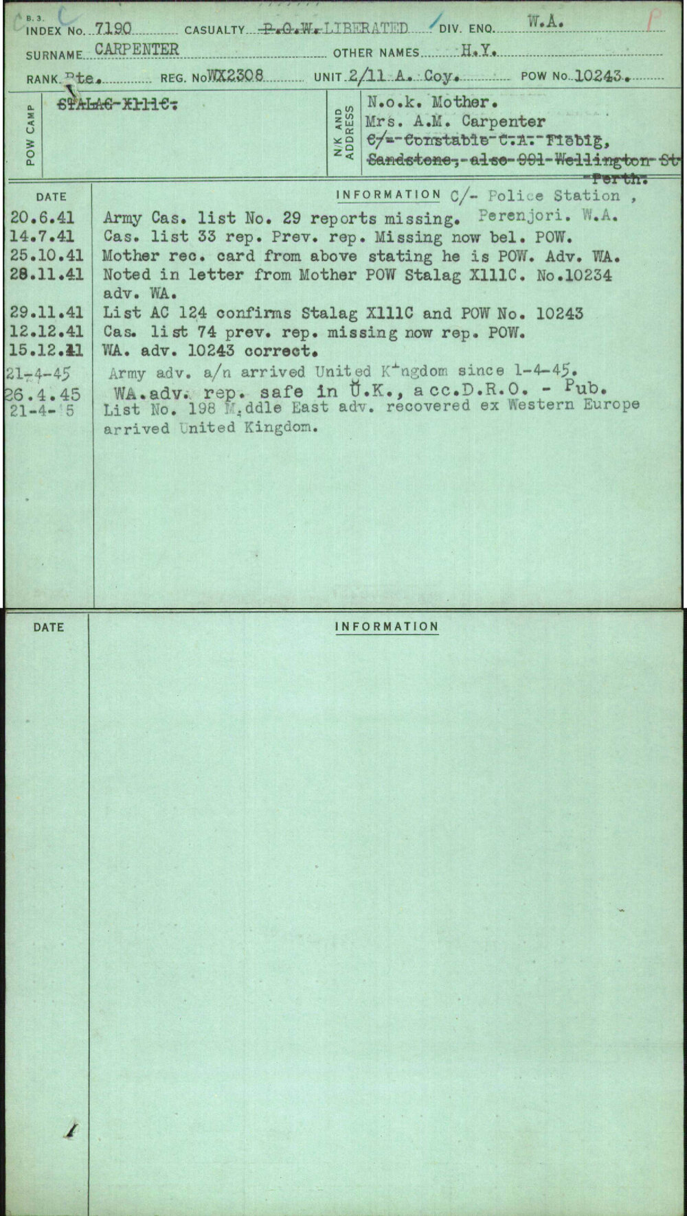 Carpenter, H Y, WX2308