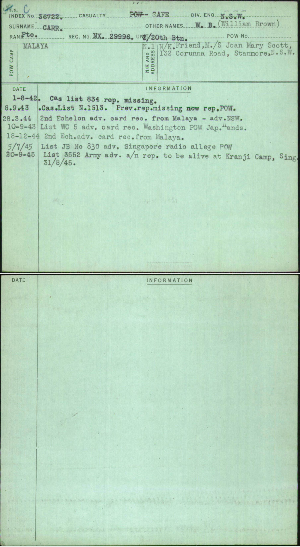 Carr, W B (William Brown), NX29996