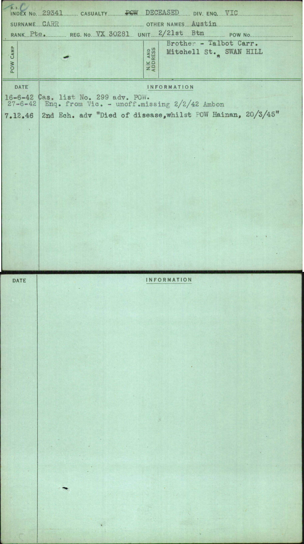 Carr, Austin, VX30281