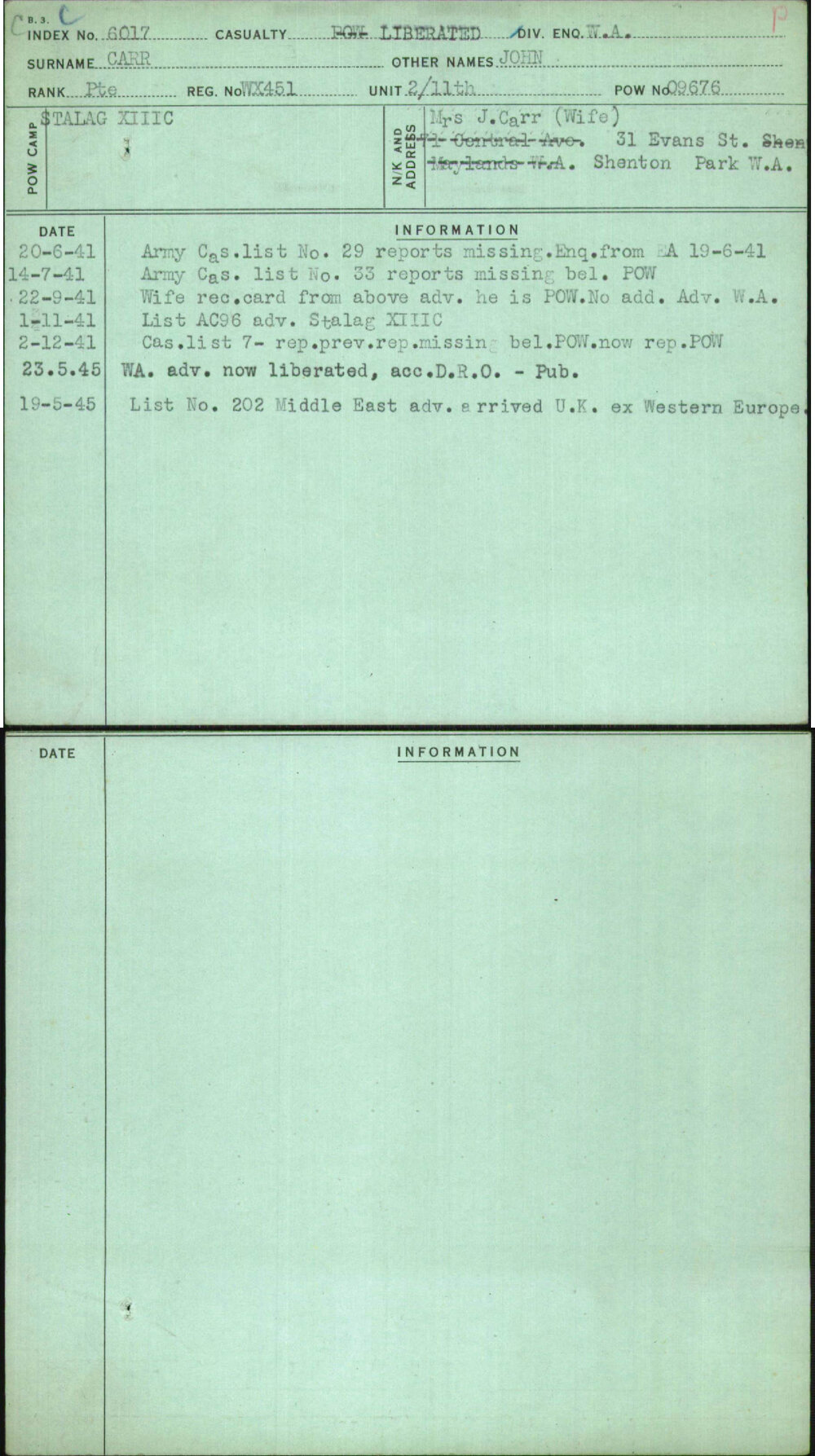 Carr, John, WX451