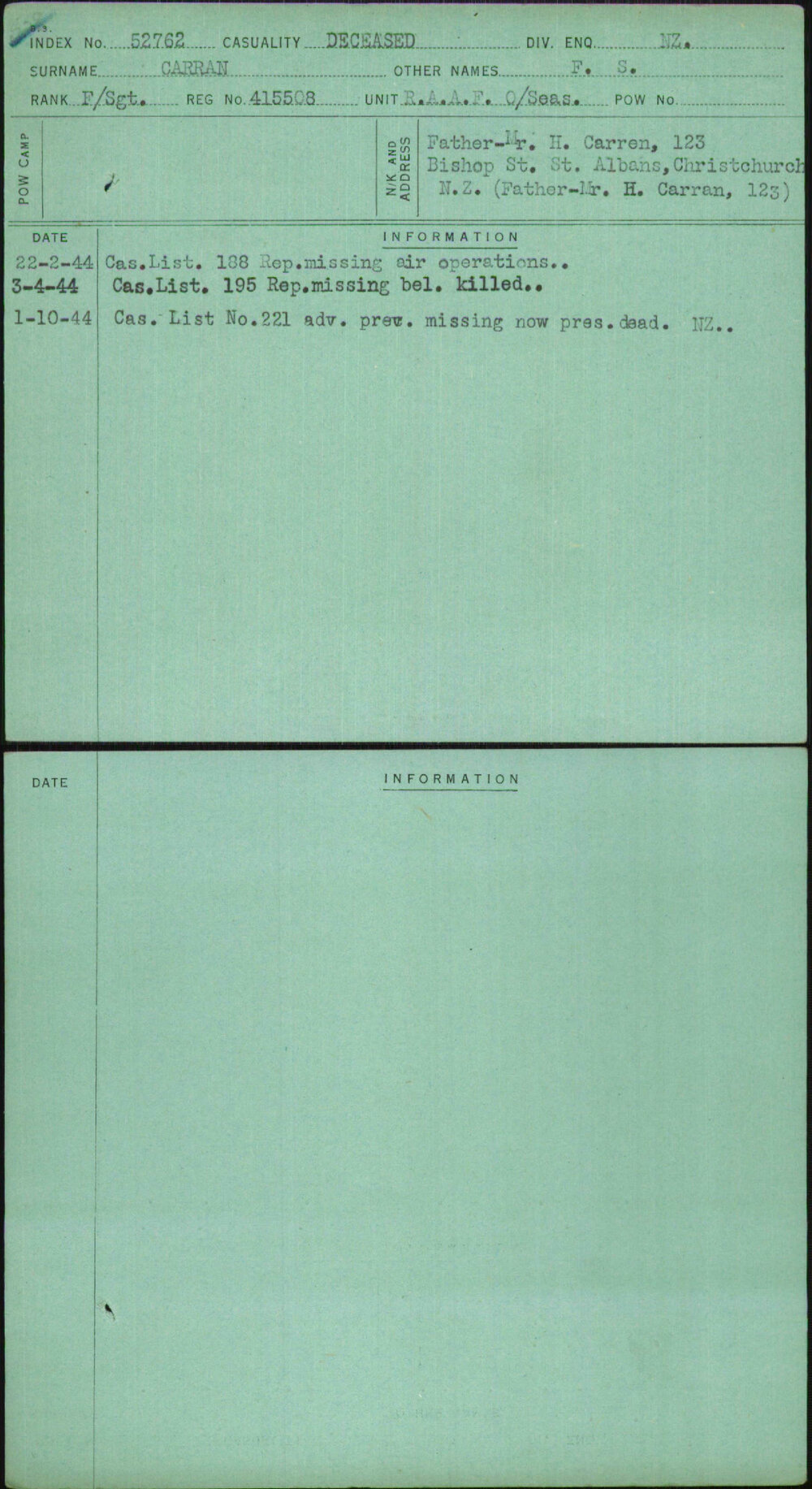 Carran, F S, 415508