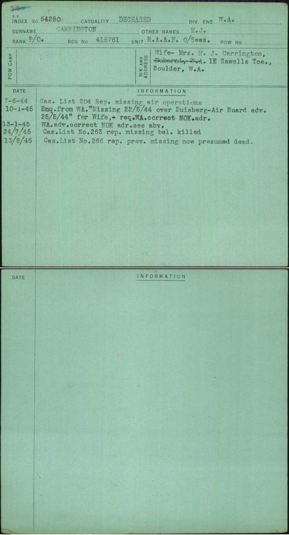 Carrington, H J, 415761