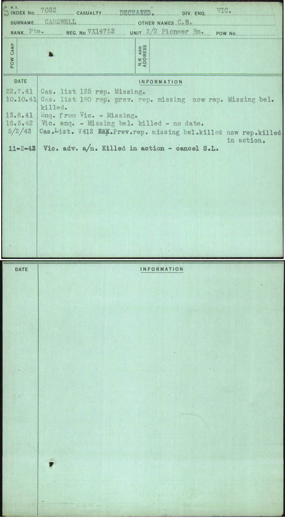 Carswell, C B, VX14752