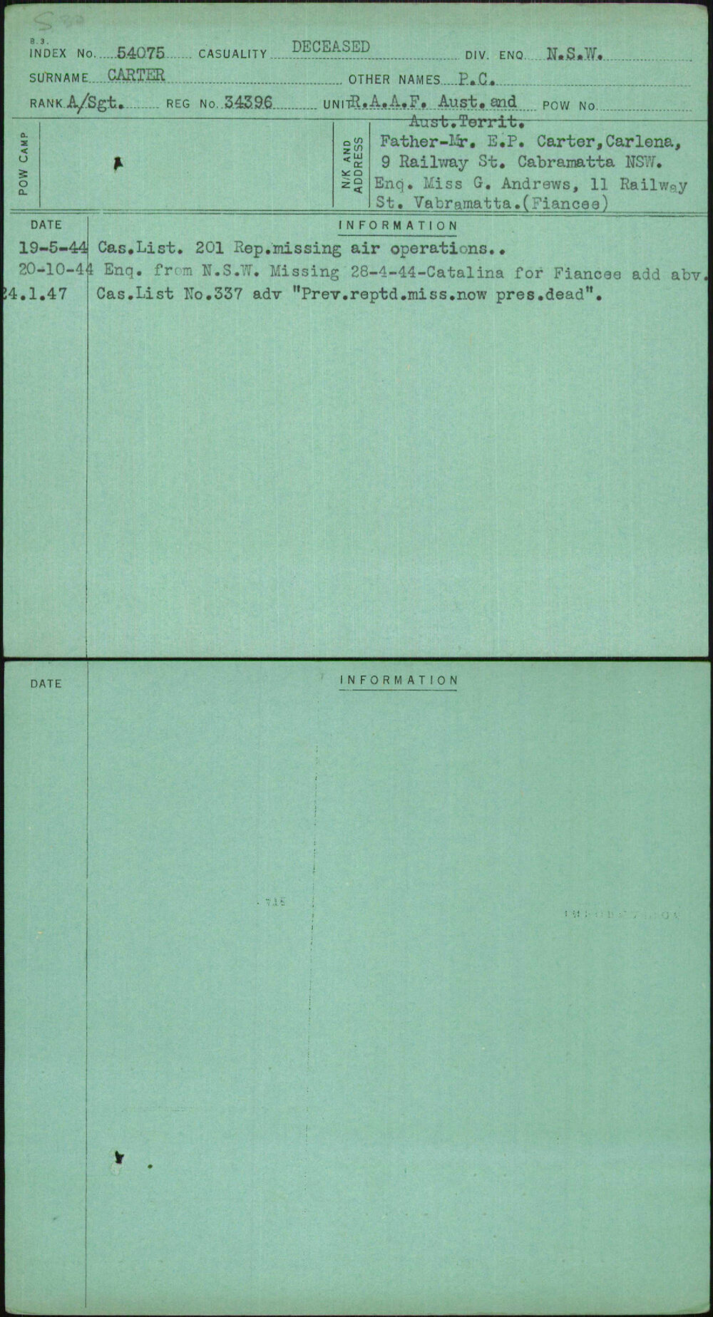 Carter, P C, 34396