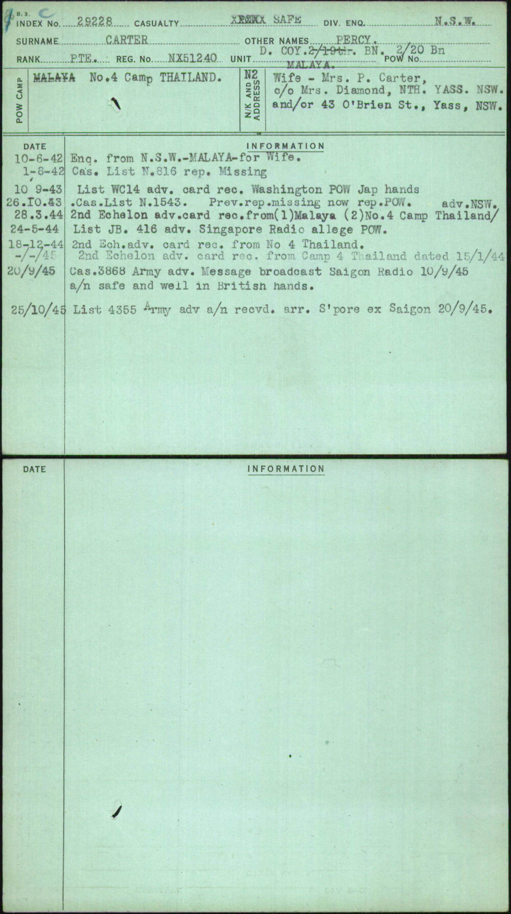 Carter, Percy, NX51240